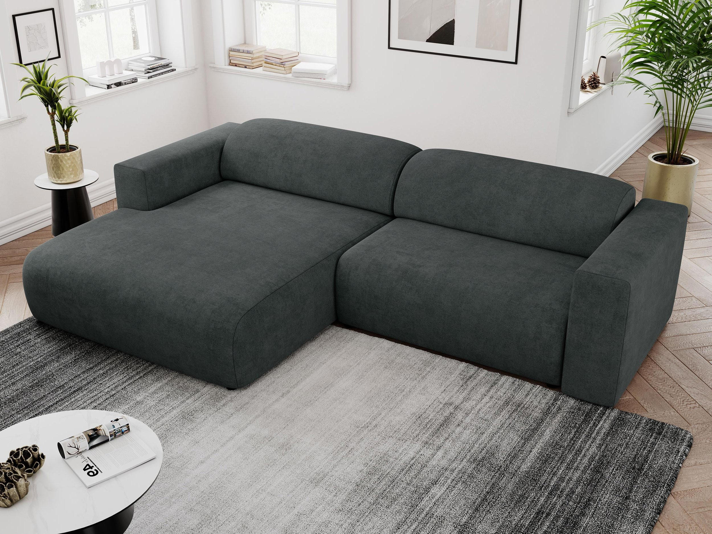 ECKSOFA PASADENA Dunkelgrau Struktur - Links Seite - Dunkelgrau/Schwarz, Kunststoff/Textil (288/180cm) - MKS
