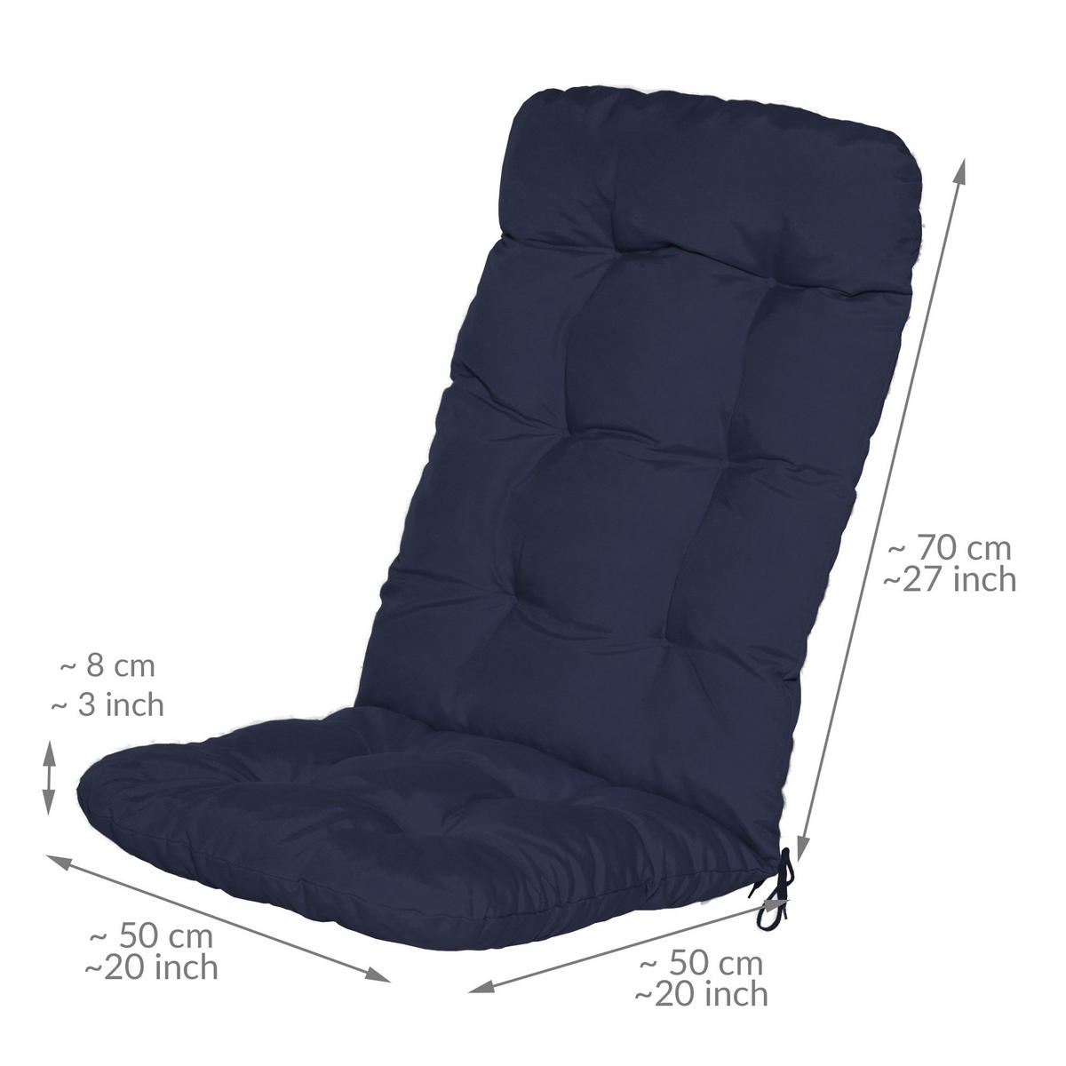 HOCHLEHNERAUFLAGE Flair HL 120/50/8cm Dunkelblau (4tlg) - Dunkelblau, Textil (50/8/120cm) - Beautissu 