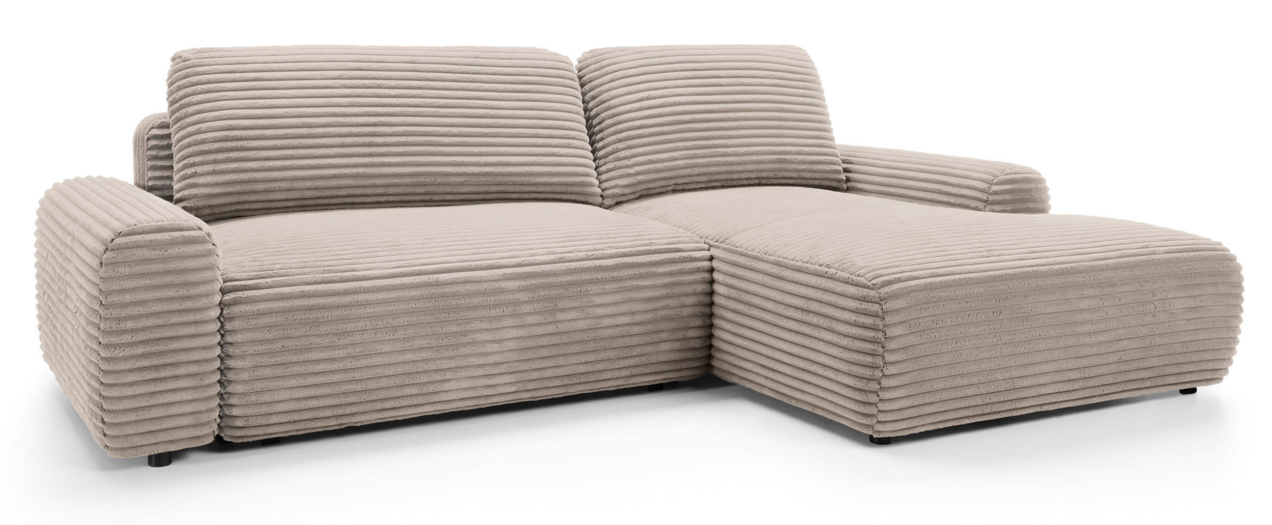 ECKSOFA Alferia Beige mit Cordbezug - Beige/Schwarz, Kunststoff/Textil (264/162cm) - Selsey