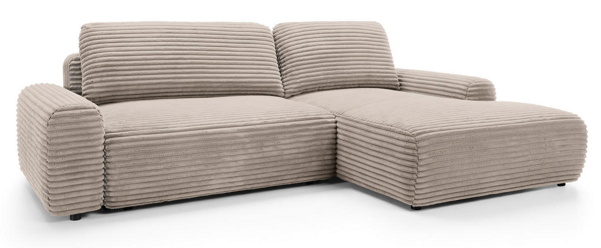 ECKSOFA Alferia Beige mit Cordbezug - Beige/Schwarz, Kunststoff/Textil (264/162cm) - Selsey