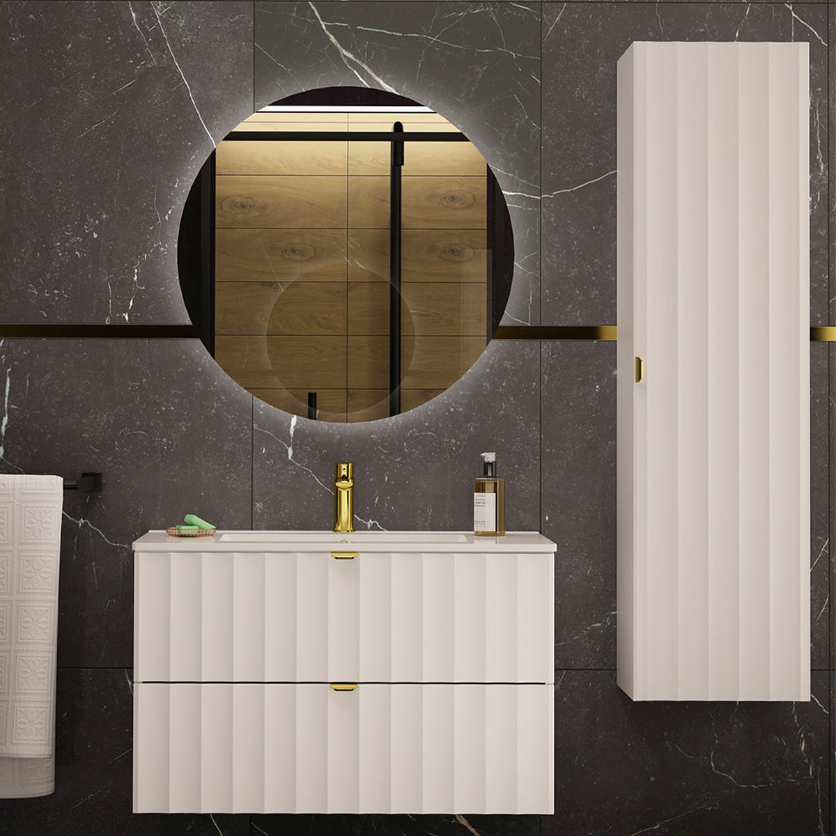 BADMÖBEL Lexa 2er-Set Weiß - Weiß, Holzwerkstoff (80/50/45.8cm) - Petits-meubles