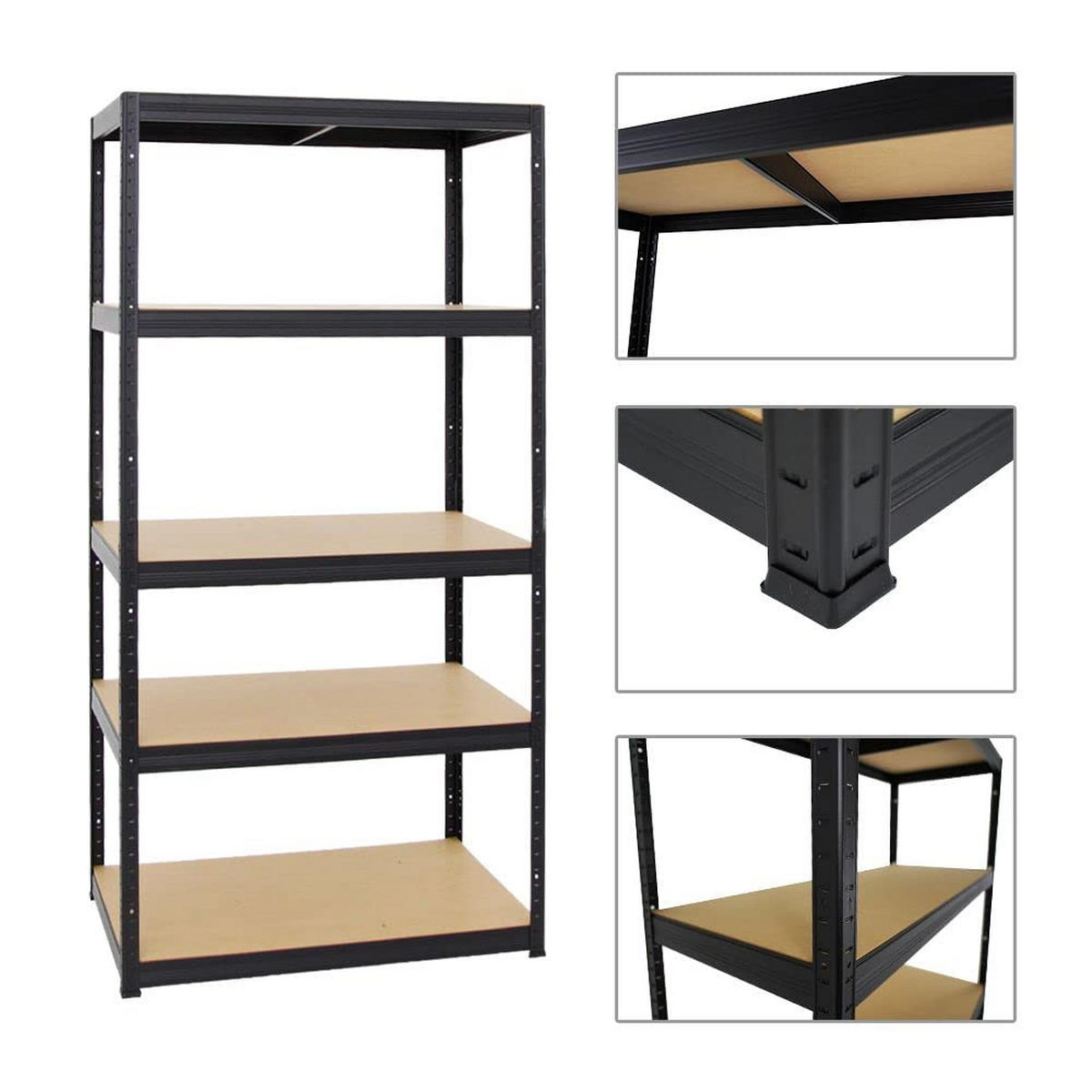 SCHWERLASTREGAL Slim Elephant M 2er-Set mit 2x 180x90x60 cm 5 Ebenen Fachlast 350 kg Schwarz - Schwarz, Metall (180/180/60cm) - PROREGAL