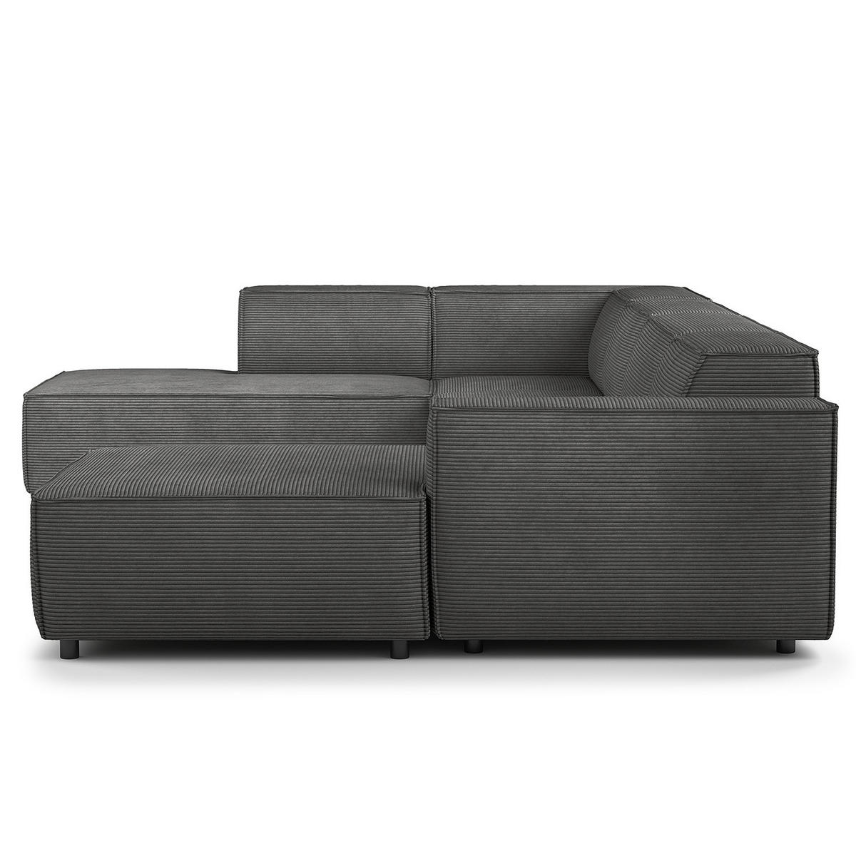 WOHNLANDSCHAFT mit Longchair & Ottomane - Anthrazit/Schwarz, Kunststoff/Textil (369/70/234cm) - home24