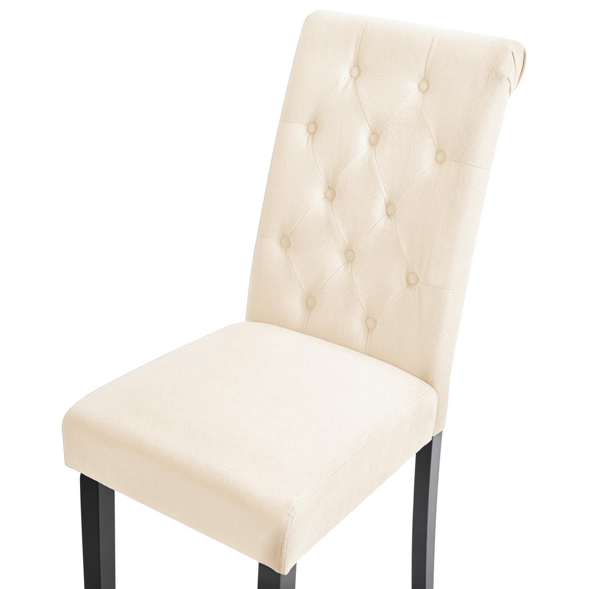 STUHL 2er-Set Polsterbezug Beige Velva - Beige/Schwarz, Holz/Textil (46/98/48cm) - Beliani