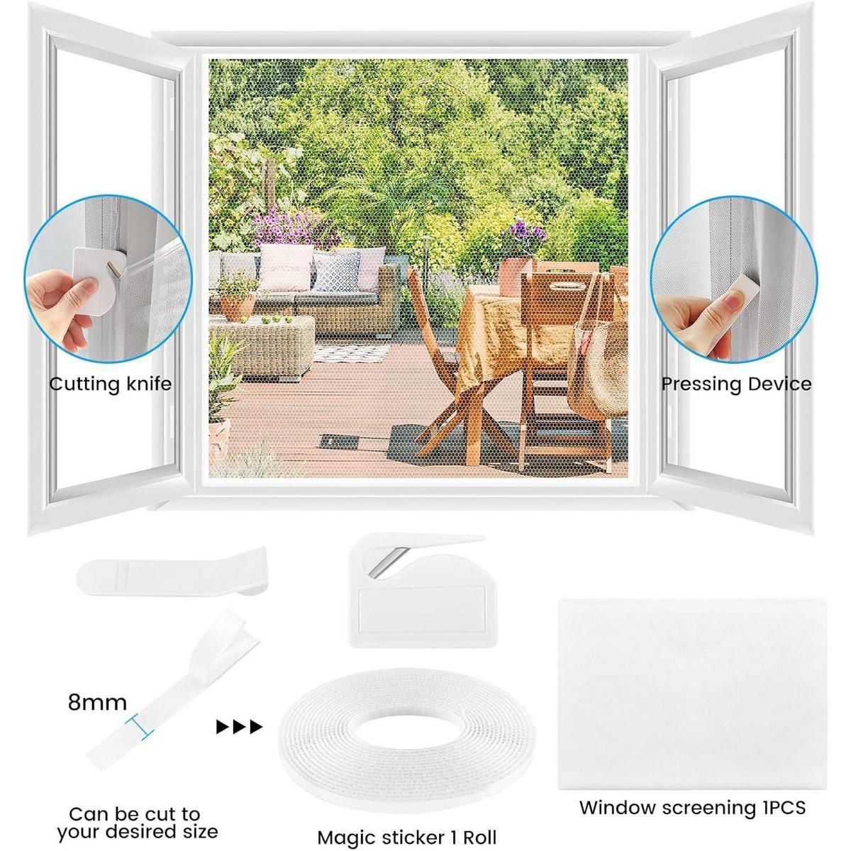 FLIEGENGITTER Fenster 150 x 155 cm Weiß - Transparent, Textil (15/20/5cm)