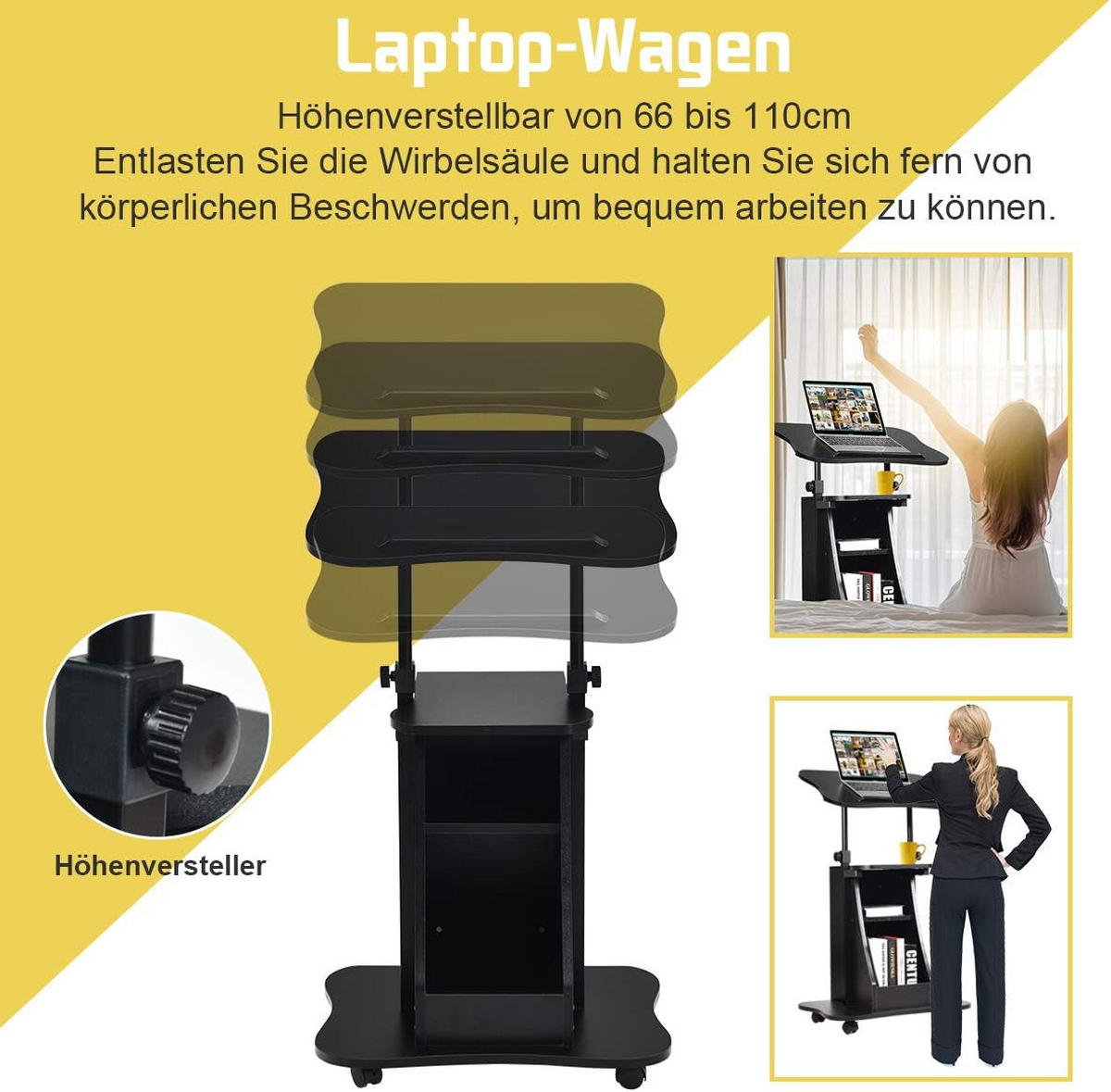 DATORBORD Svart - Svart, Träbaserade material (40/55/110cm) - COSTWAY