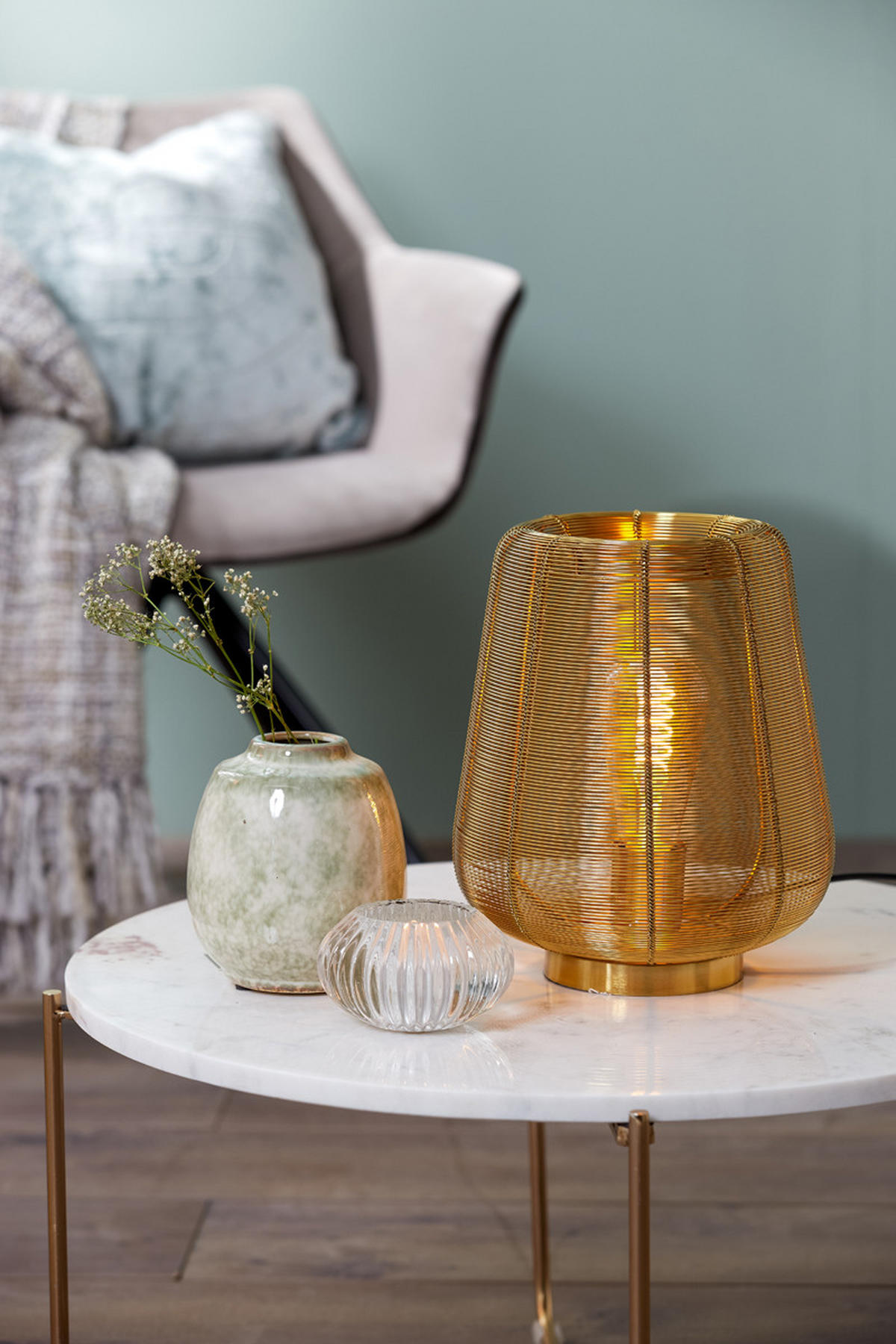 TISCHLAMPE Adeta Gold Ø22/26 cm - Goldfarben, Metall (22/22/26cm) - Light & Living