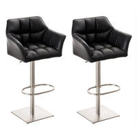 BARHOCKER 2er Set Damaskus Kunstleder edelstahl schwarz - Edelstahlfarben/Schwarz, Kunststoff/Metall (64/110/48cm) - TPFLiving