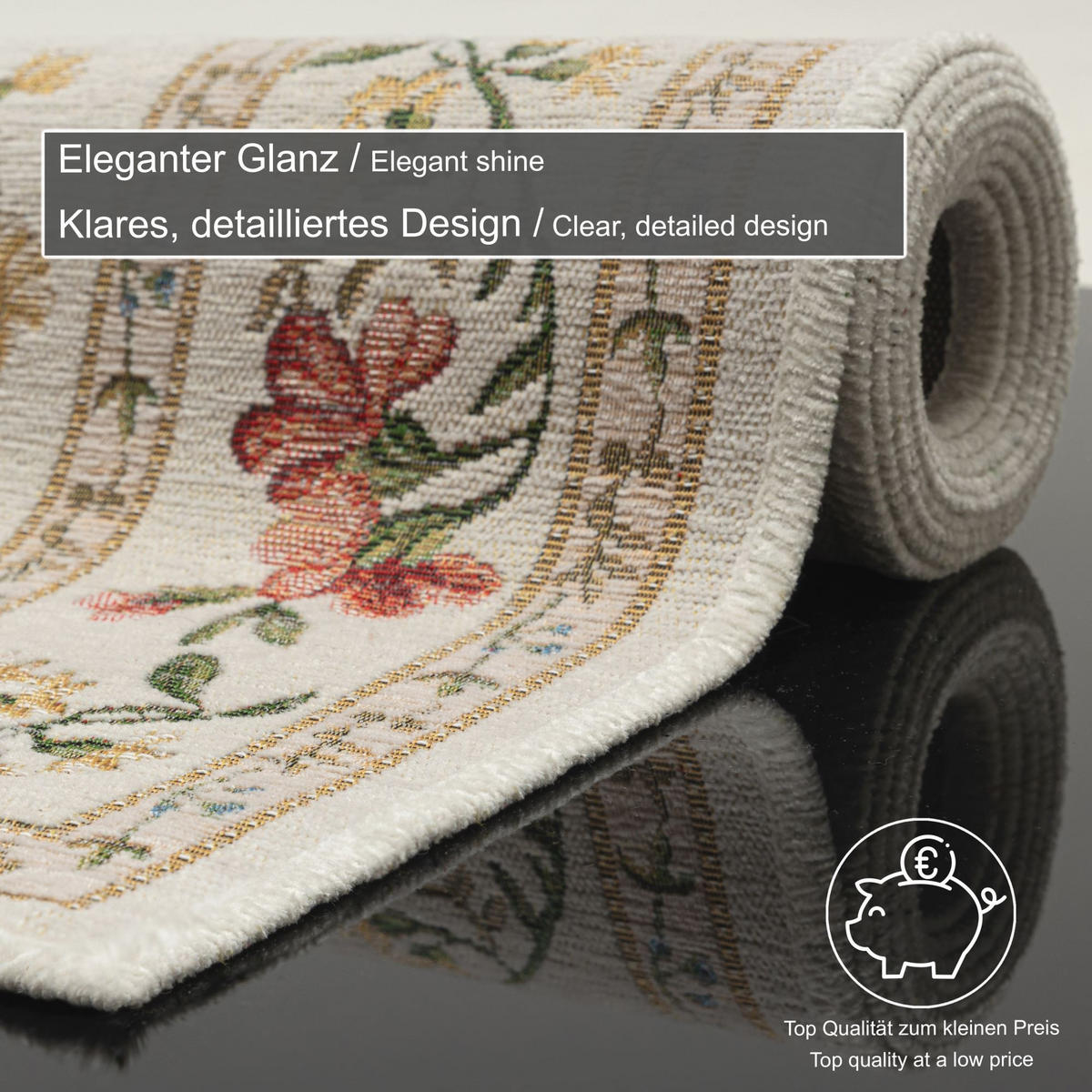 FLACHWEBTEPPICH Flomi Bettumrandung 70x400 cm - Creme, Textil (70/400cm) - THEKO