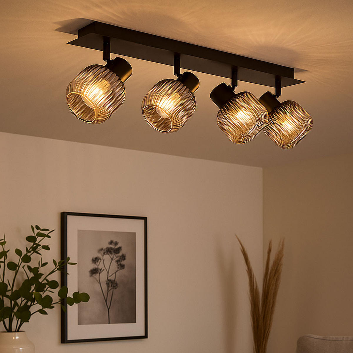 LED DECKENLEUCHTE Metall Rauchglas Schwarz - Schwarz, Glas (69.5/9.8/13.7cm) - Nowa