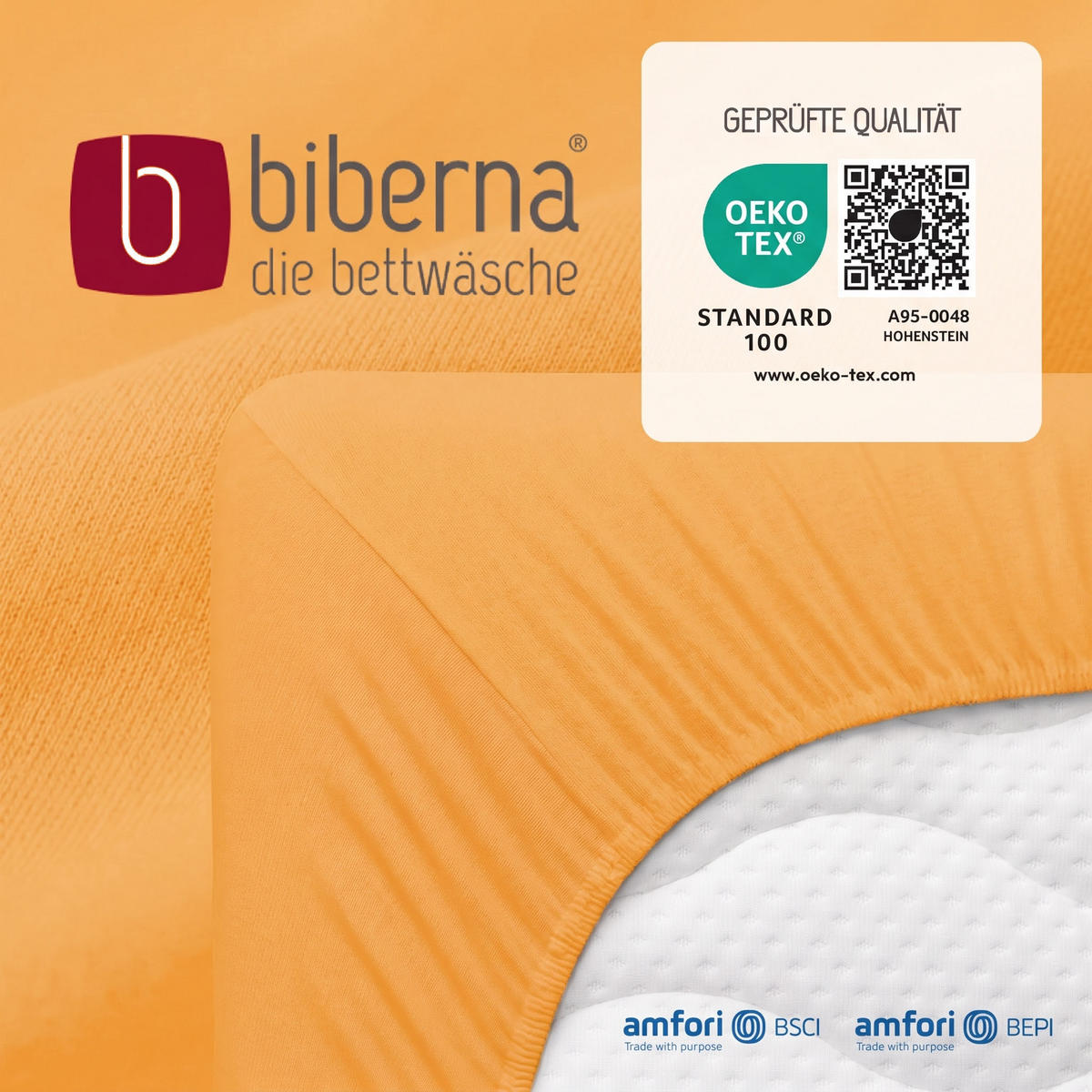 SPANNBETTTUCH Basic Jersey safran, 140x200 cm - 160x200 cm - Gelb, Textil (160/200cm) - biberna