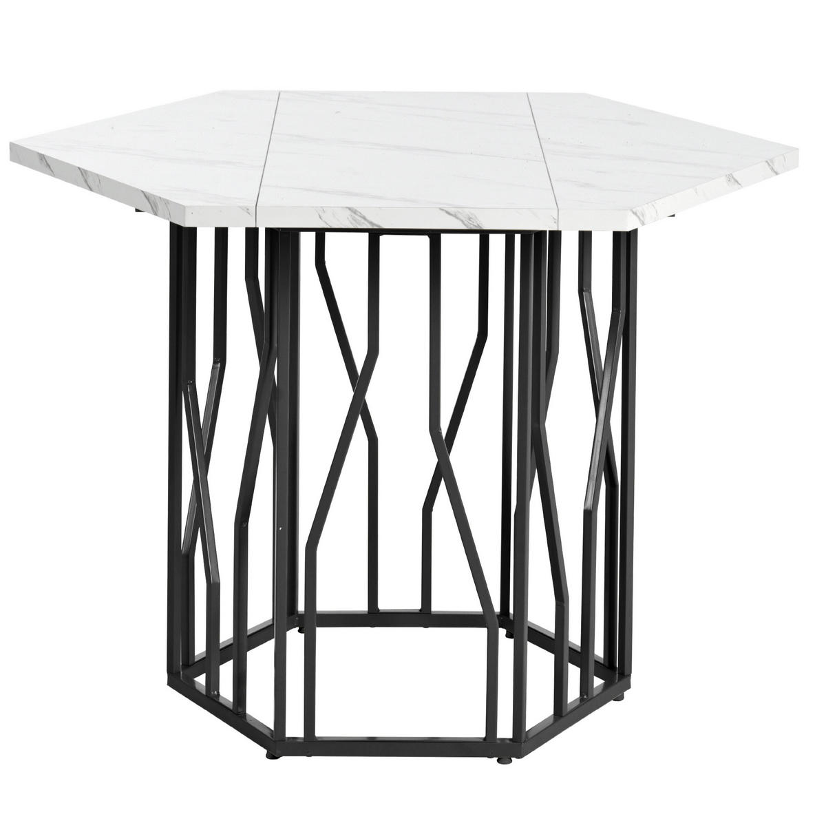 ESSTISCH 115x100x75 cm in Schwarz aus MDF mit Schwarz-Weiß Marmoroptik auf Metallgestell - Schwarz, Holzwerkstoff (100/115.5/75cm) - Modfu