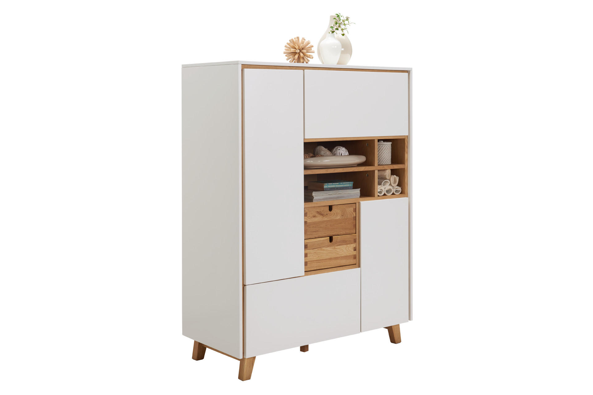 Holzkommode furniert in weiss