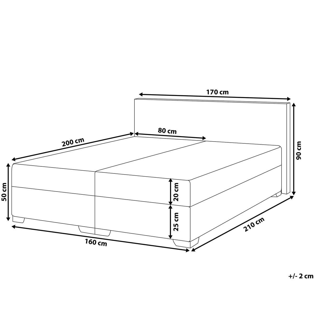 BOXBETT 160/200 cm Schwarz President - Schwarz/Weiß, Kunststoff/Textil (160/200cm) - Beliani