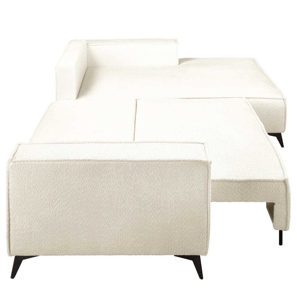 ECKSOFA mit Schlaffunktion - Schwarz/Weiß, Textil (294/185cm) - home24