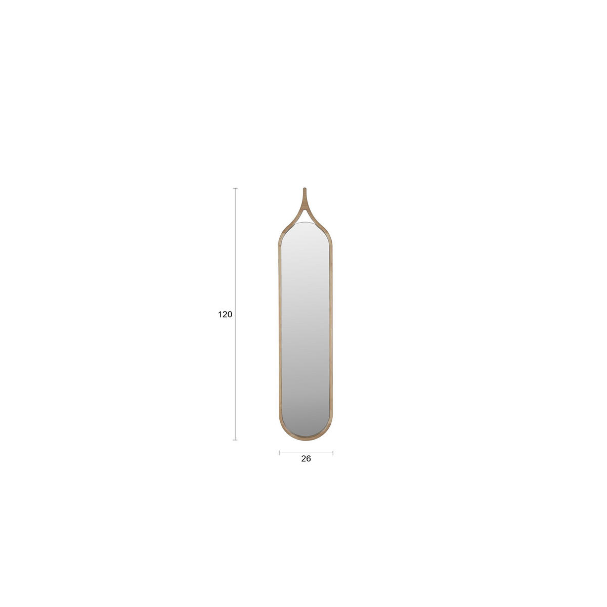 STANDSPIEGEL Thun Spiegel/ Oval 120x26 cm - Beige, Holz (26/120/3cm) - Housecraft Living