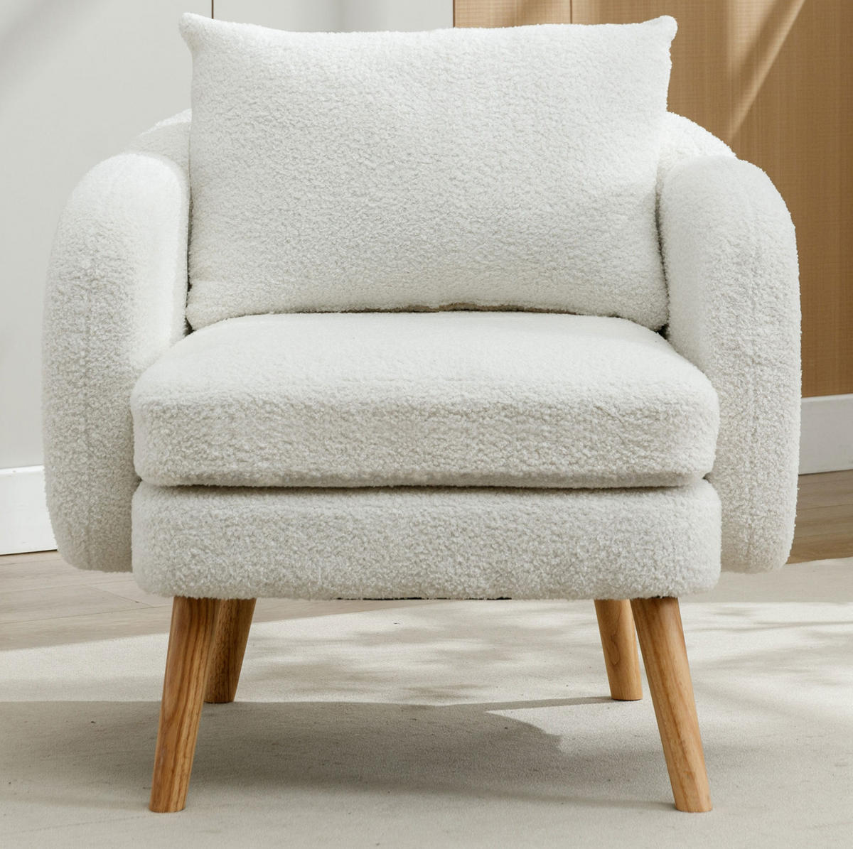 POLSTERSESSEL 71/72/71 cm aus Teddy-Samt in Weiß mit Kissen, bis 150 kg belastbar - Weiß, Textil (72/71/71cm) - BEAOK