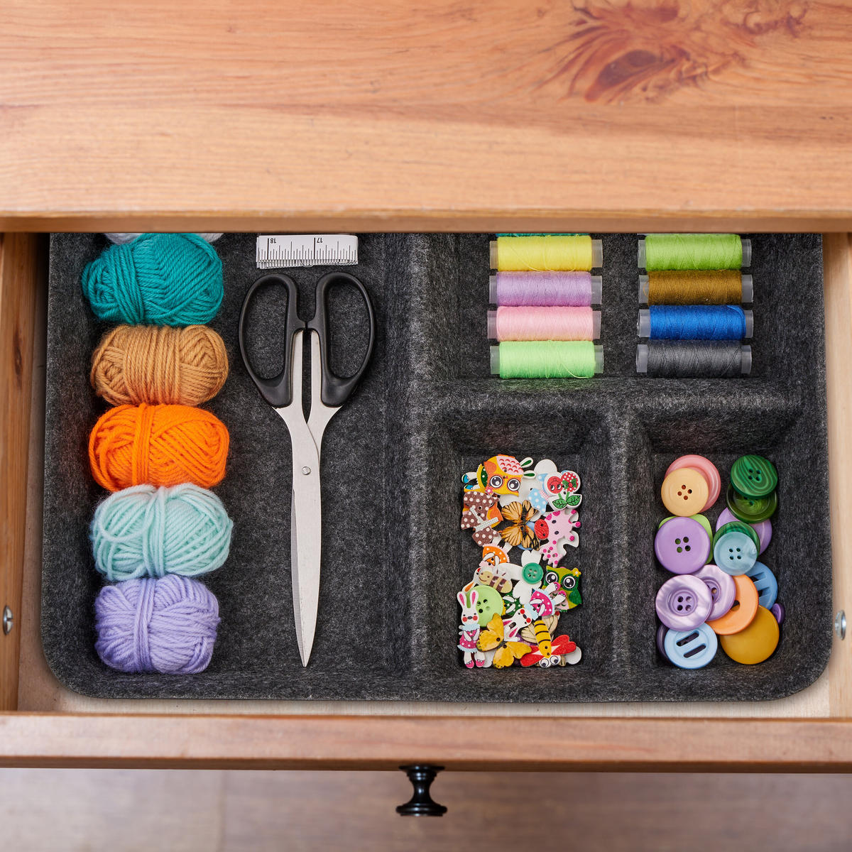 SCHUBLADENORGANIZER - Grau, Textil (30/40/6.5cm) - Relaxdays