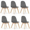 STUHL SORANO 6-er Set, Grau, mit Samtstoff gepolstert - Anthrazit, Holz/Textil (45/82/54cm) - Komodee