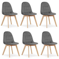 STUHL SORANO 6-er Set, Grau, mit Samtstoff gepolstert - Anthrazit, Holz/Textil (45/82/54cm) - Komodee