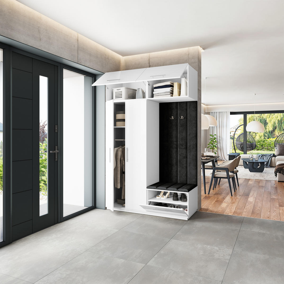 GARDEROBENSCHRANK REMA 150/240/60 cm Modern Weiß - Weiß, Holzwerkstoff (150/240/60cm) - MASSENO