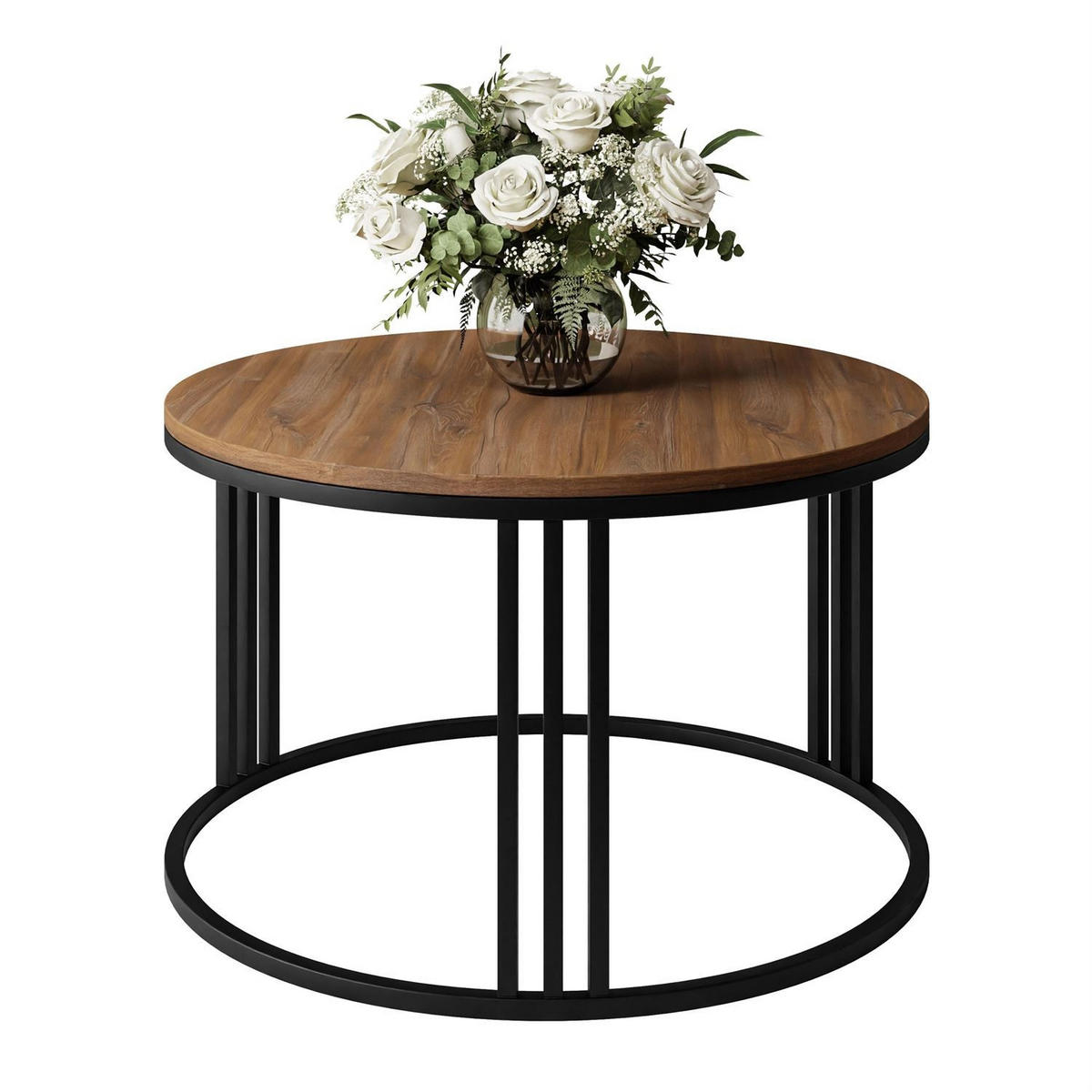 COUCHTISCH LORI LOFT - Eichefarben/Schwarz, Holzwerkstoff (70/70/48cm) - Lookway
