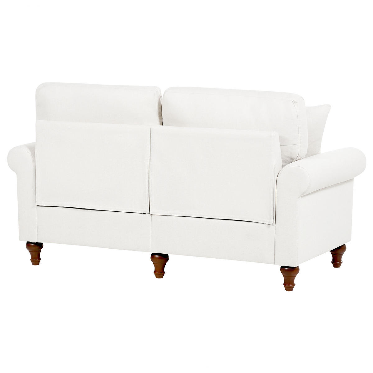 2-SITZER-SOFA cremeweiß Ginnerup - Dunkelbraun/Weiß, Textil (154/84/76cm) - Beliani