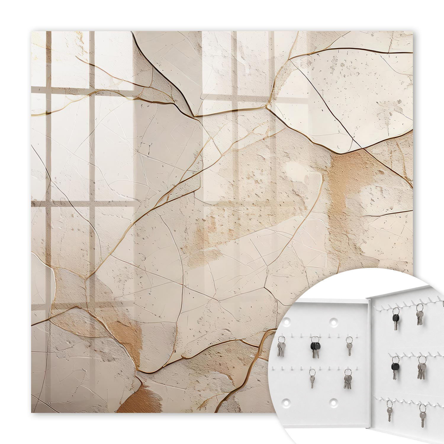 SCHLÜSSELBOX Weiß 30x30 cm – Türöffnung nach rechts - Feine Erde - Beige, Metall (30/30/5cm) - TULUP