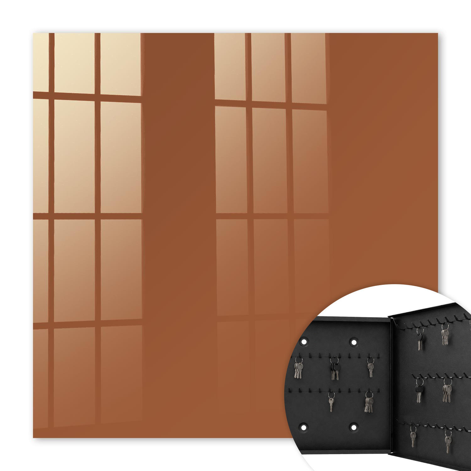 SCHLÜSSELBOX Schwarz 30x30 cm- Türöffnung nach rechts - Dunkelorange - Orange, Metall (30/30/5cm) - TULUP