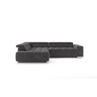 ECKSOFA mit verstellbaren Kopflehnen, Nosagfederung - Chromfarben/Dunkelgrau, Textil/Metall (310/225cm) - Cotta