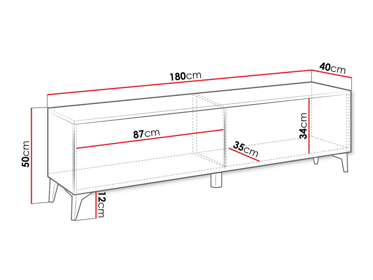 TV-LOWBOARD Alrik 2D - Goldfarben/Weiß, Holzwerkstoff/Kunststoff (180/50/40cm) - MIRJAN24