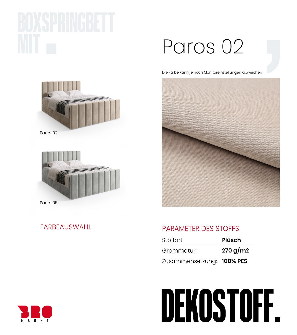 BOXSPRINGBETT Denver DUO mit Topper 160x200 Beige - Ecru, Textil (160/200cm) - Bromarkt