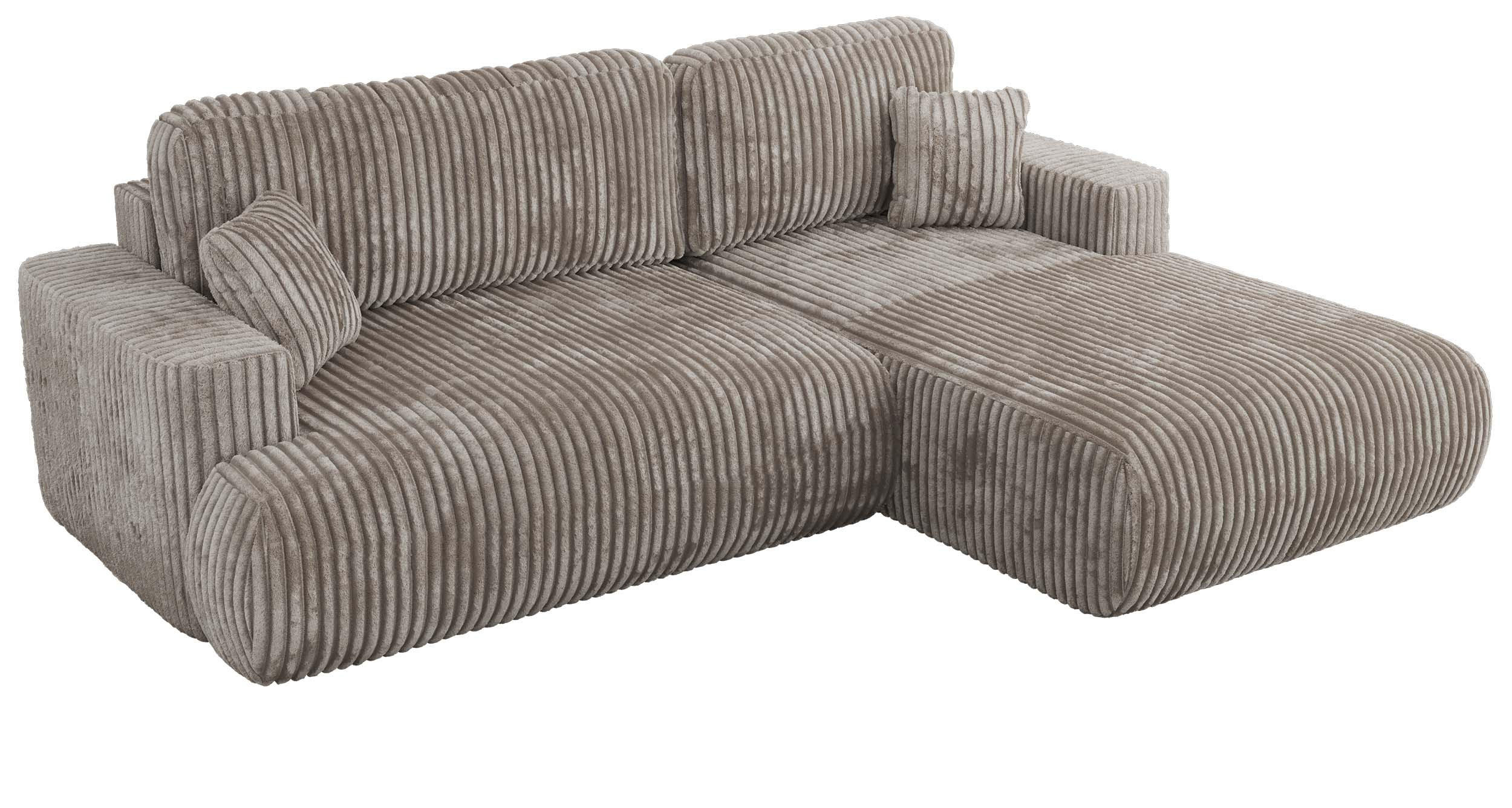ECKSOFA OVO L Hellbraun Cord - Rechts Seite - Hellbraun/Schwarz, Kunststoff/Textil (195/271cm) - MKS