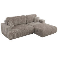 ECKSOFA OVO L Hellbraun Cord - Rechts Seite - Hellbraun/Schwarz, Kunststoff/Textil (195/271cm) - MKS