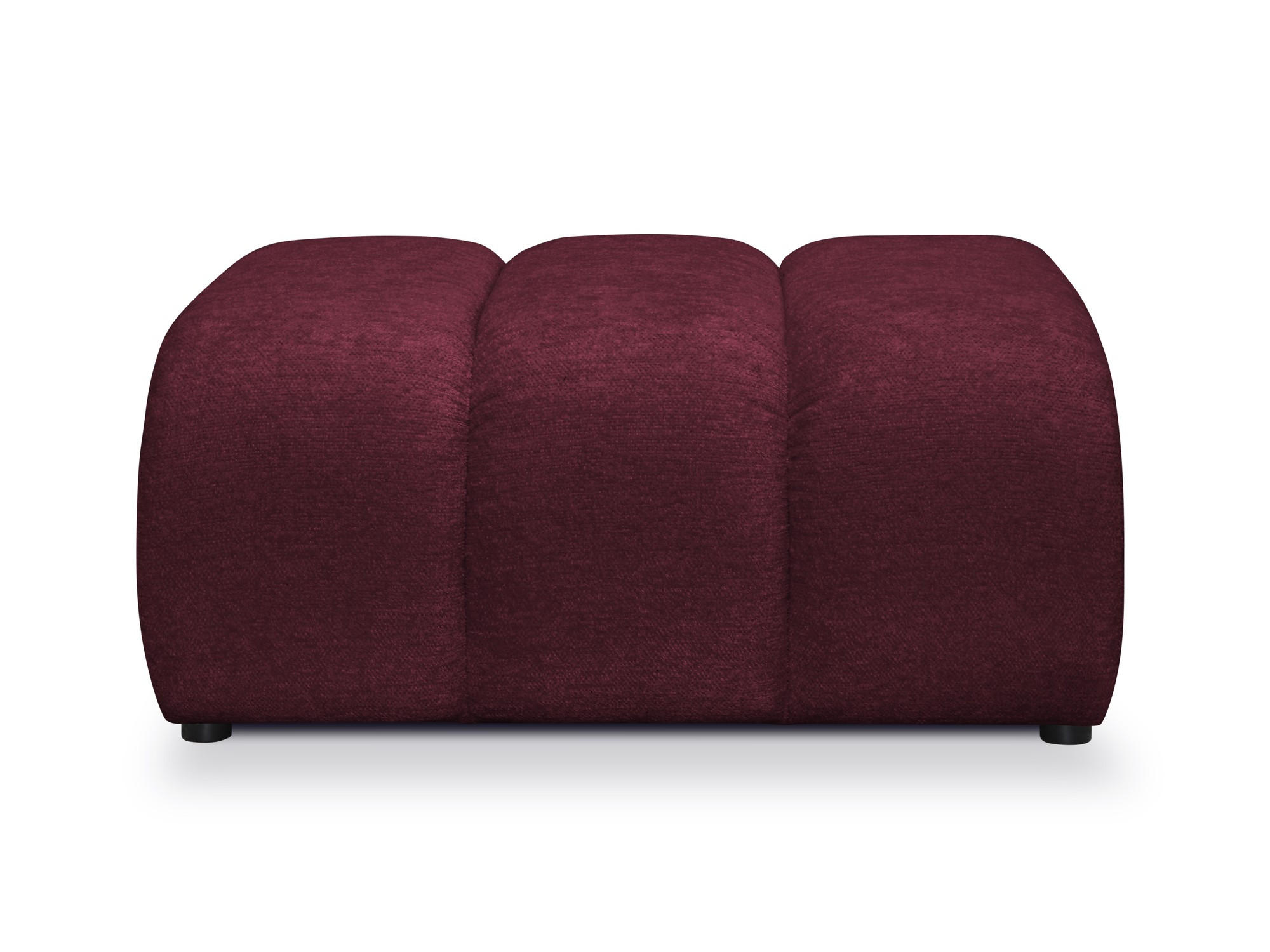 POUF Chenille Stoff Rot - Bordeaux/Schwarz, Holzwerkstoff/Kunststoff (94/40/89cm) - Makamii