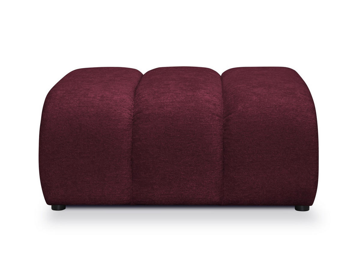 POUF Chenille Stoff Rot - Bordeaux/Schwarz, Holzwerkstoff/Kunststoff (94/40/89cm) - Makamii