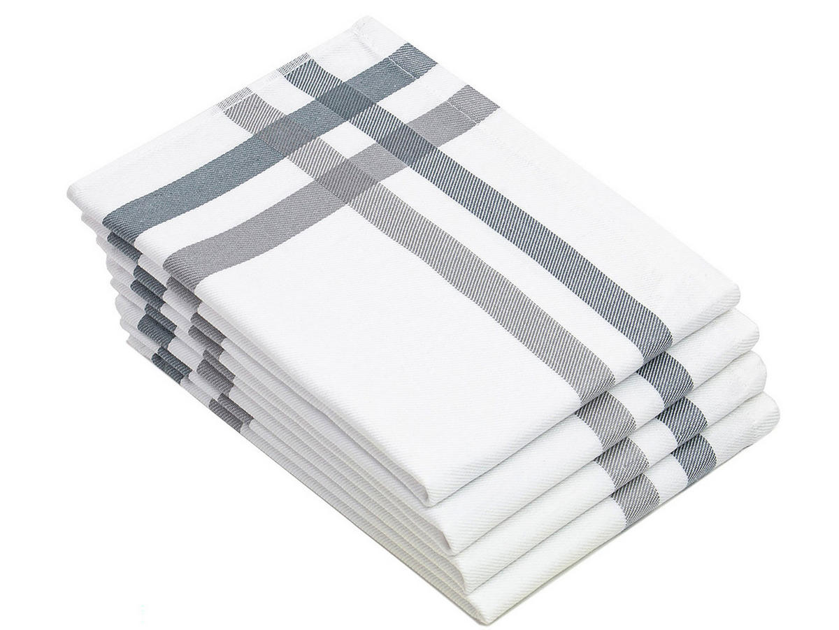 GESCHIRRTÜCHER, 4er-Set, 50x70 cm, 100% Baumwolle, Weiß - Weiß, Textil (50/70cm) - Zollner