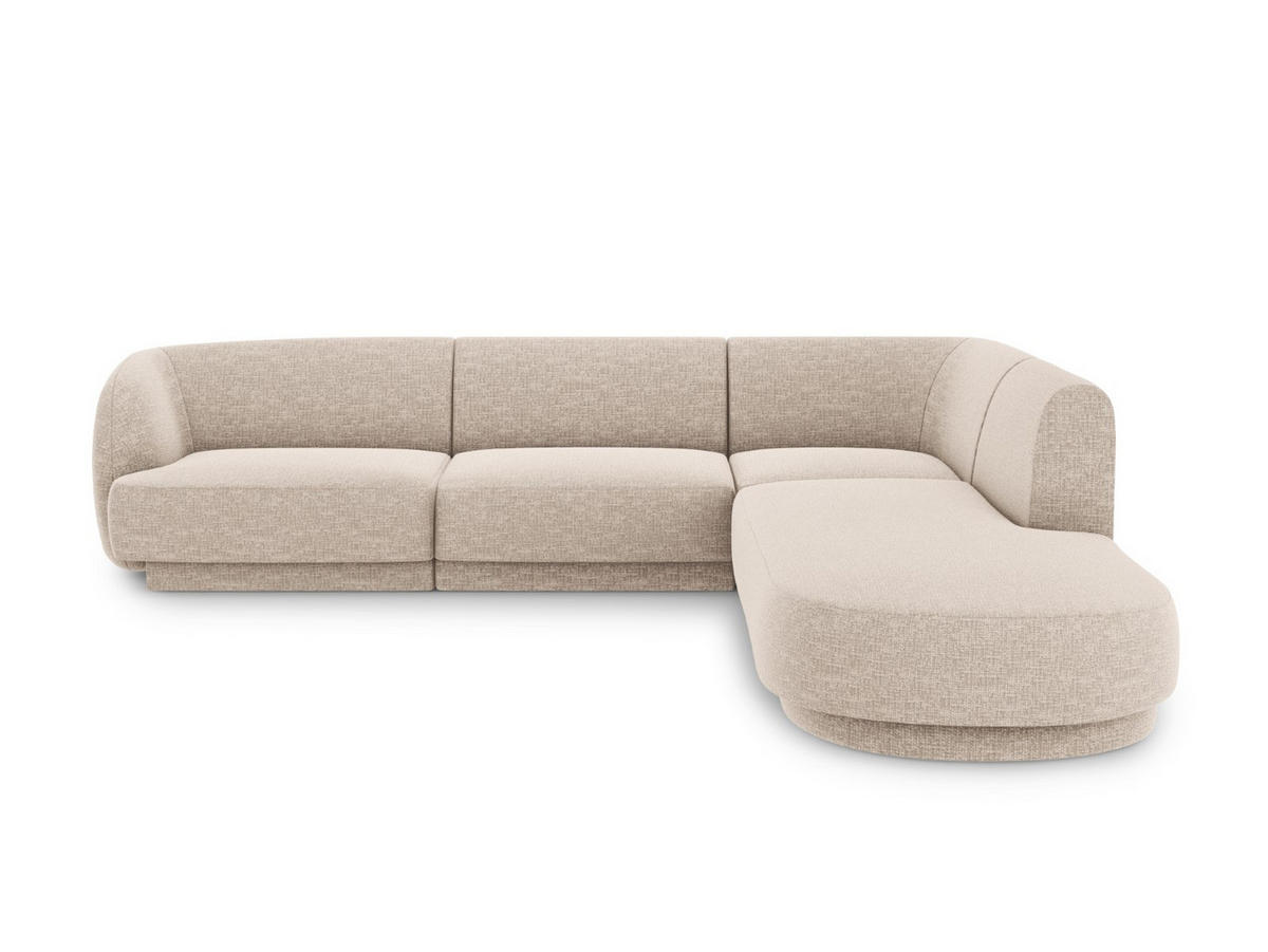ECKSOFA rechts Miley aus Chenille-Stoff beige 6 Sitzplätze - Beige, Textil (248/255cm) - Micadoni