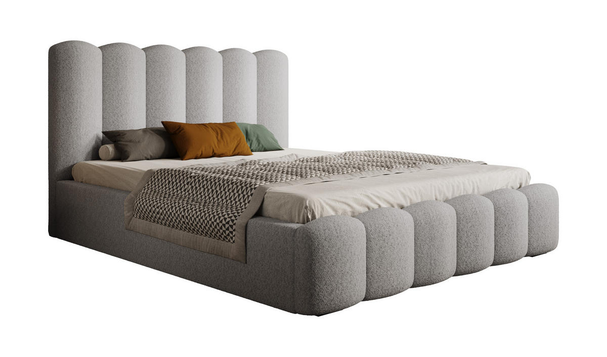 POLSTERBETT Polsterbett Mona V 180x200 cm – Elegantes Bett mit Stauraum & Modernem Kopfteil, Esche - Eschefarben/Schwarz, Holzwerkstoff/Kunststoff (180/200cm) - DomoHome