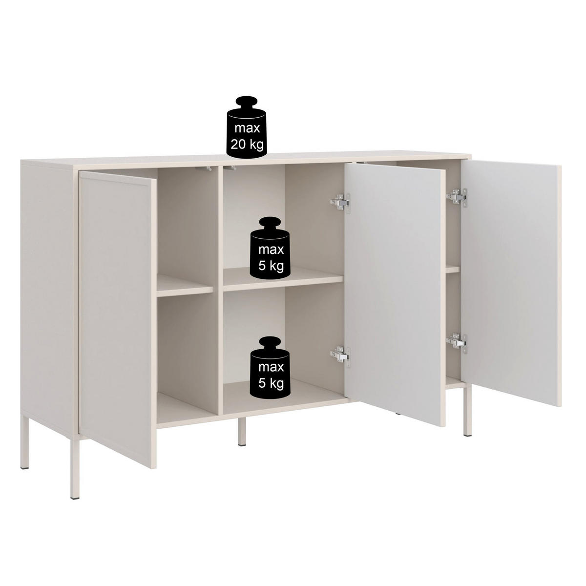 SIDEBOARD Velveto biely 150cm - biela, kov/kompozitné drevo (150/86/40cm) - Selsey