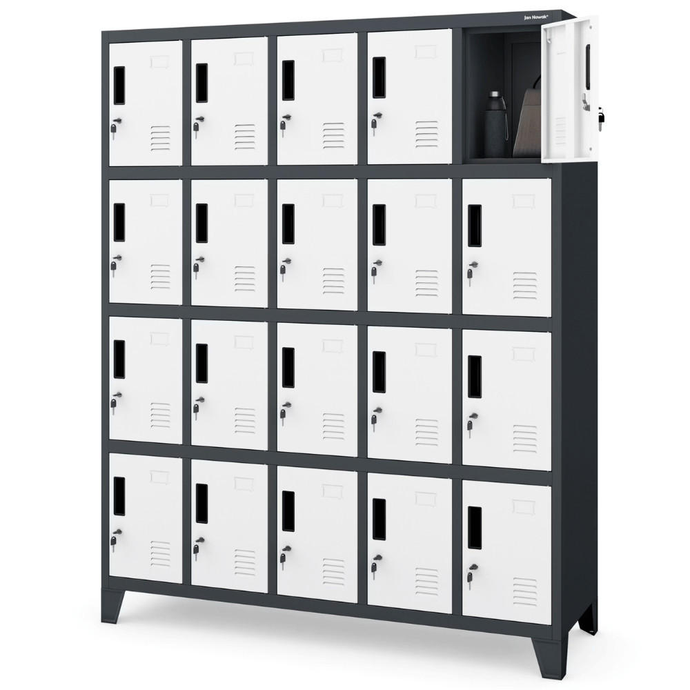 SCHLIESSFACHSCHRANK Spind TAMPA 20 Fächer172x136x45cm Anthrazit-Weiß - Anthrazit, Metall (136/172/45cm) - DELUKE