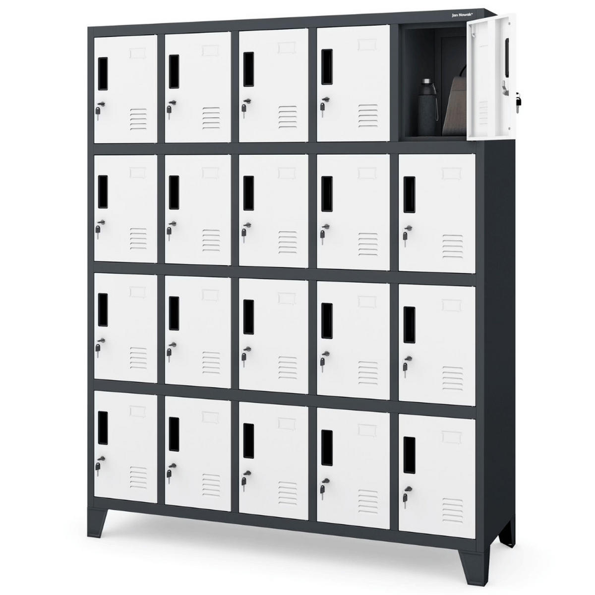 SCHLIESSFACHSCHRANK Spind TAMPA 20 Fächer172x136x45cm Anthrazit-Weiß - Anthrazit, Metall (136/172/45cm) - DELUKE