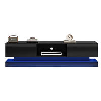 TV-LOWBOARD mit LED 160 x 35 x 40,5 cm Schwarz Hochglanz - Schwarz, Holzwerkstoff (35/40.5/160cm) - Beauniv