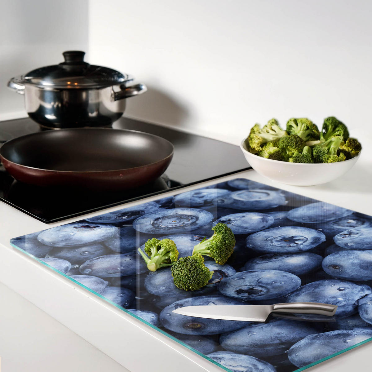 GLASPLATTE 60x52 cm Blaubeeren - Blau, Glas (60/0.4/52cm) - TULUP