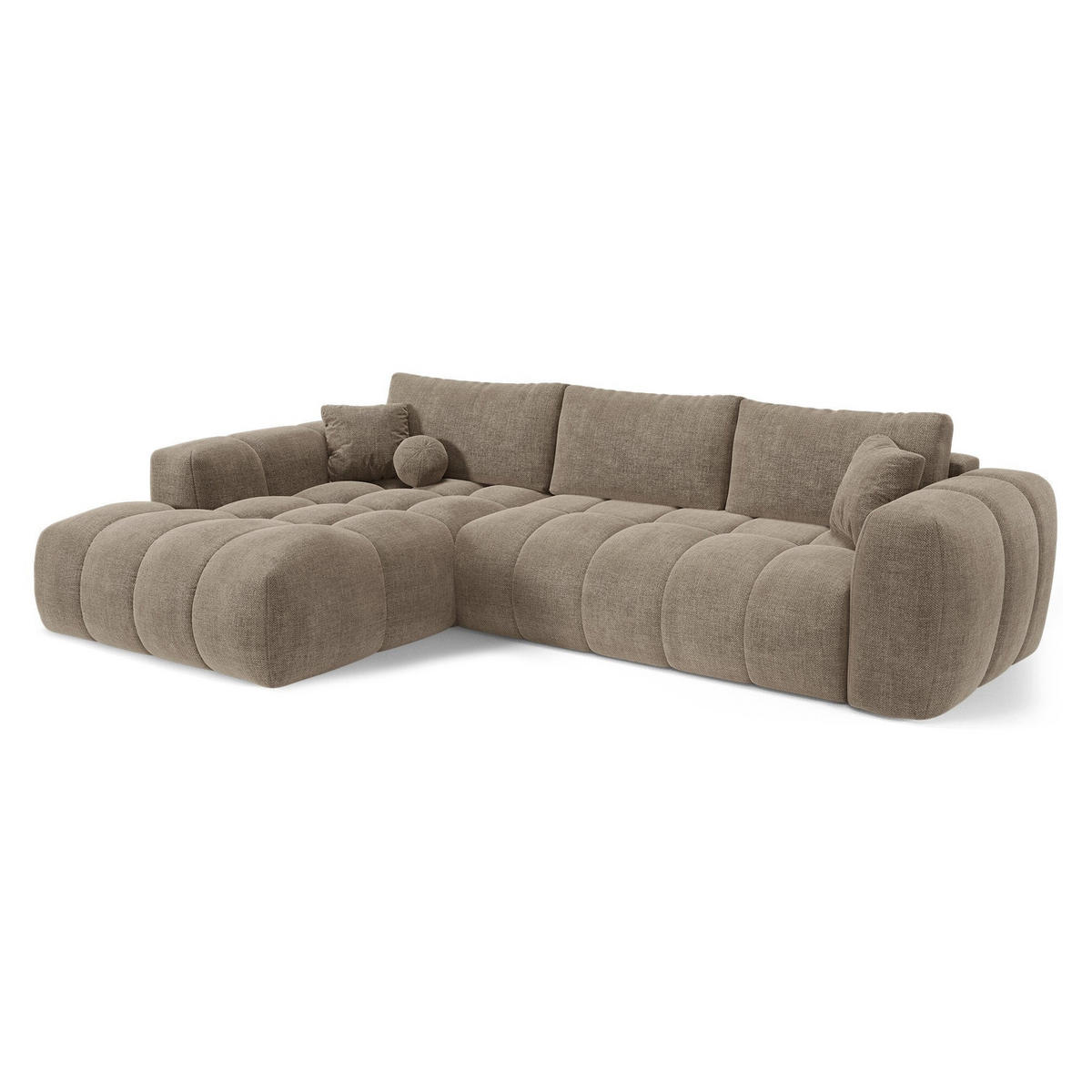 LINKSECK-SCHLAFSOFA mit Stauraum SKY Köpergewebe Taupe 310cm - Taupe, Textil (310/180cm) - Premium Interiors