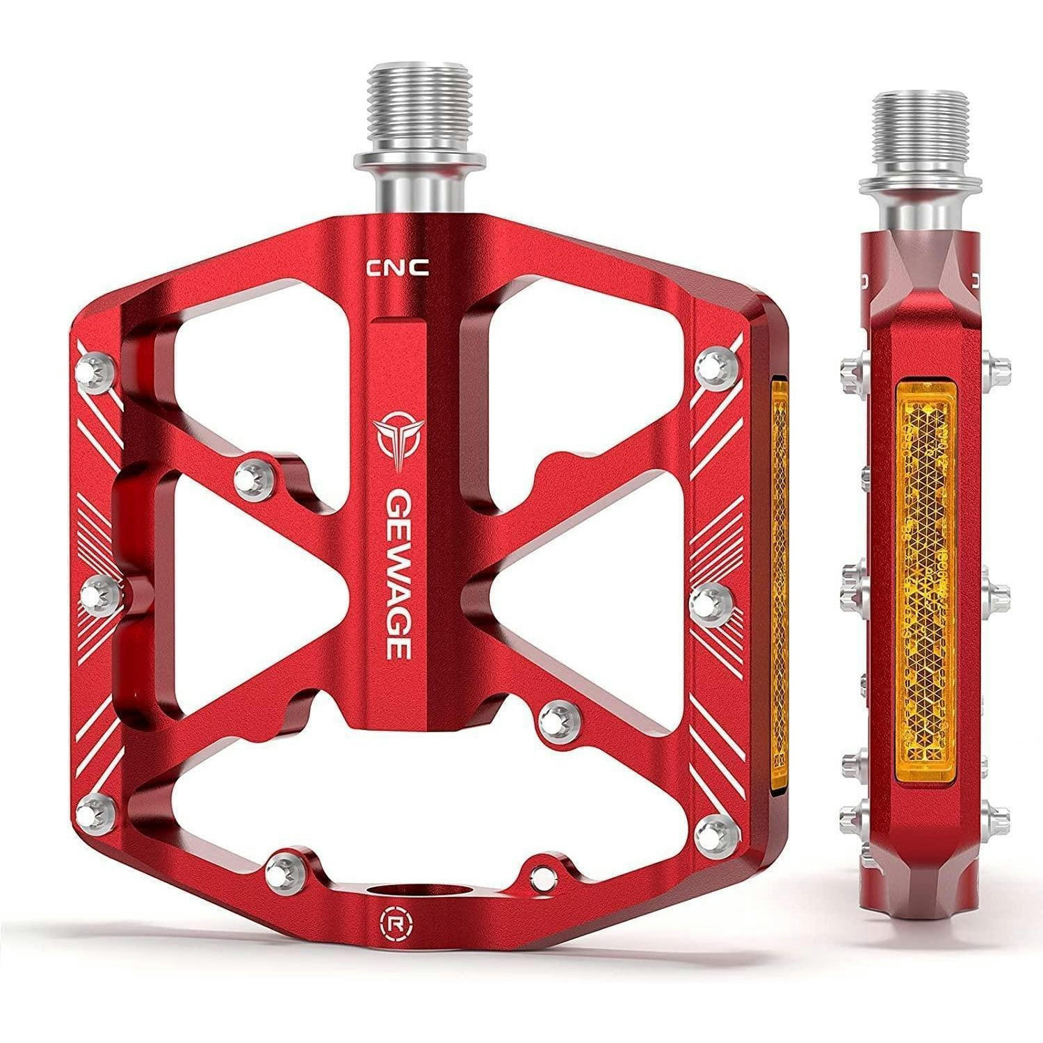 FAHRRADPEDALE Aluminium Rot mit Reflektoren 9/16 Zoll - Rot, Metall (11.8/1.5/11.8cm)