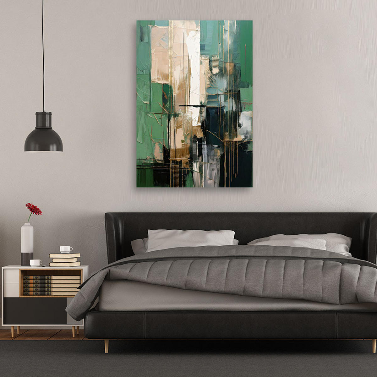 LEINWANDBILD Abstraktion 30x45cm - Grün, Textil (30/45cm) - Feeby