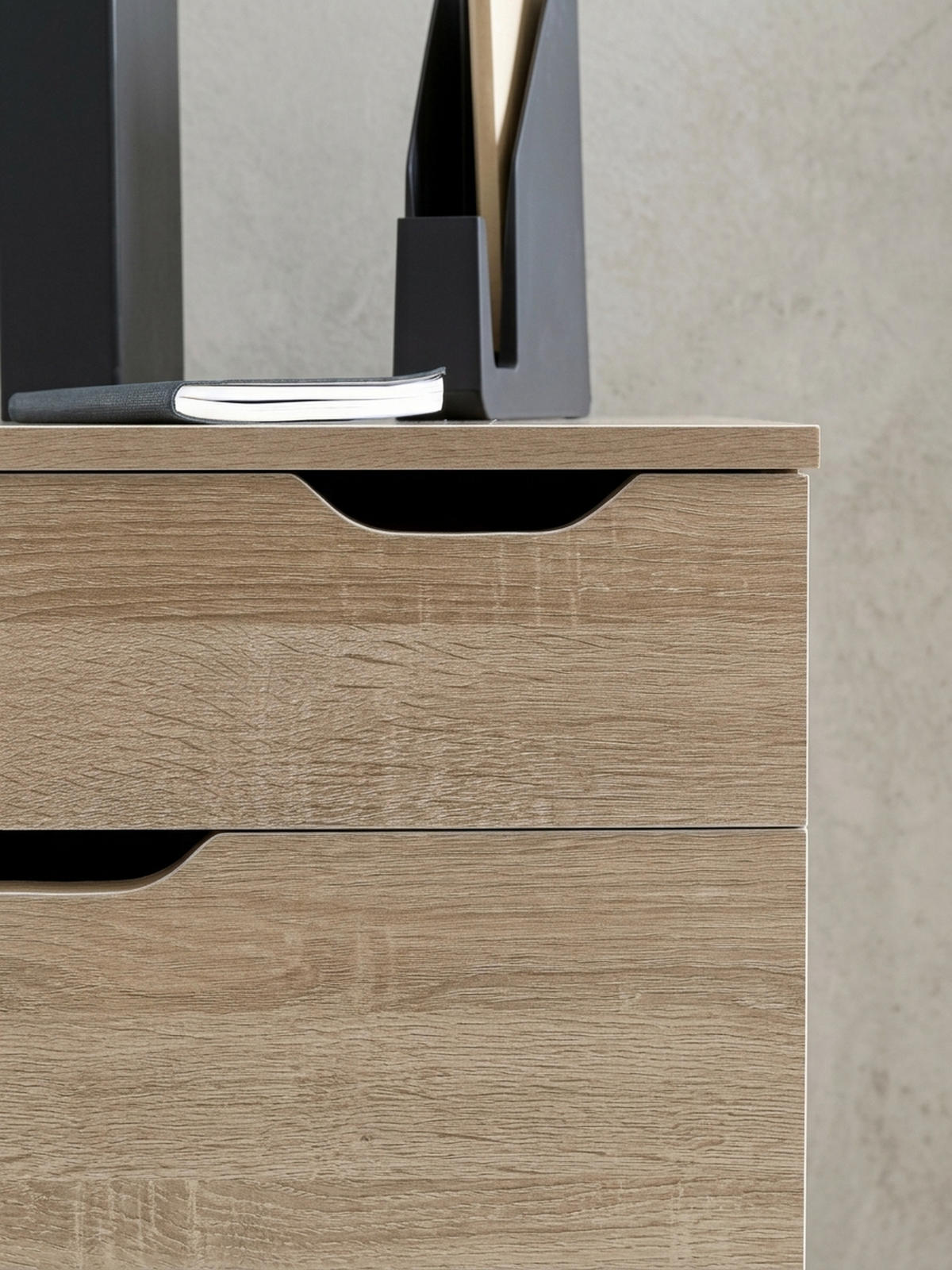 ROLLCONTAINER – Weiß, 4 Schubladen, Rollen, stilvoll, für Büro - Beige/Schwarz, Holz/Kunststoff (40/60/40cm) - KADIMA DESIGN