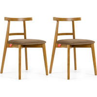 ESSTISCHSTÜHLE LILIO 2 St Vintage, Beige / hell Eiche - Hellbraun/Eichefarben, Holz/Textil (47/76/45cm) - KONSIMO®