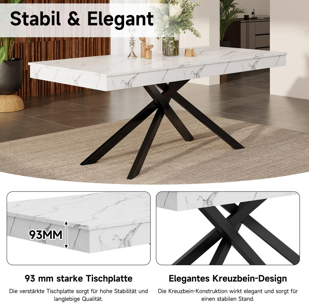 ESSTISCH 140/180/80 cm in Weiß, aus MDF, ausziehbar für 6–8 Personen - Weiß, Holzwerkstoff (180/80/76cm) - Flora Grace